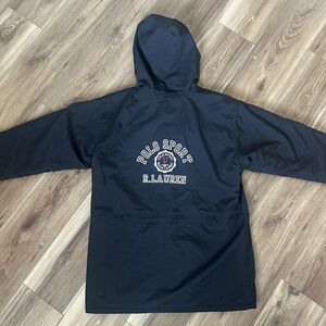 Vintage Polo Sport Ralph Lauren Insulated Parka Jacket Black Red Fleece Lined XL